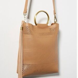 Anthropologie Perforated Ring Handle Crossbody Bag